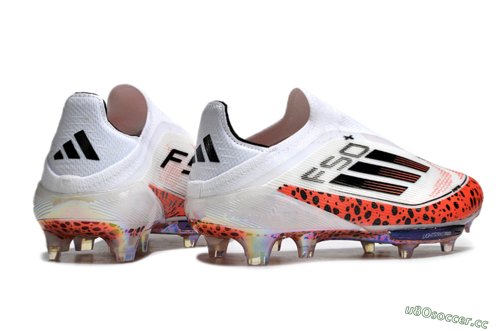 Unisex Adidas F50+ Lightstrike Pro Laceless FG Firm Ground Low-Tops Football Boots - White/Leopard/Black 6