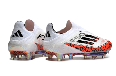 Unisex Adidas F50+ Lightstrike Pro Laceless FG Firm Ground Low-Tops Football Boots - White/Leopard/Black