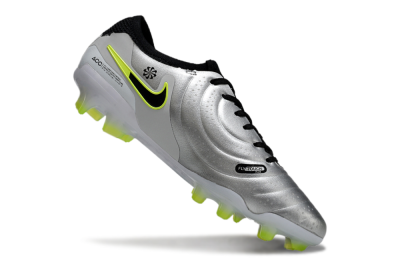 Men's Nike Tiempo Legend 10 Elite AG Artificial Grass Low-Tops Football Boots - Silver/Black/Yellow