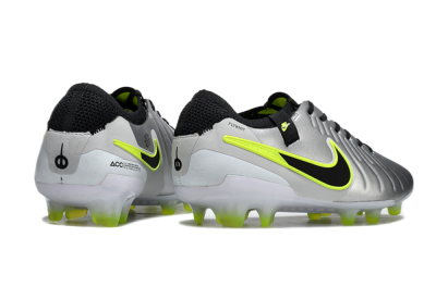 Men's Nike Tiempo Legend 10 Elite AG Artificial Grass Low-Tops Football Boots - Silver/Black/Yellow
