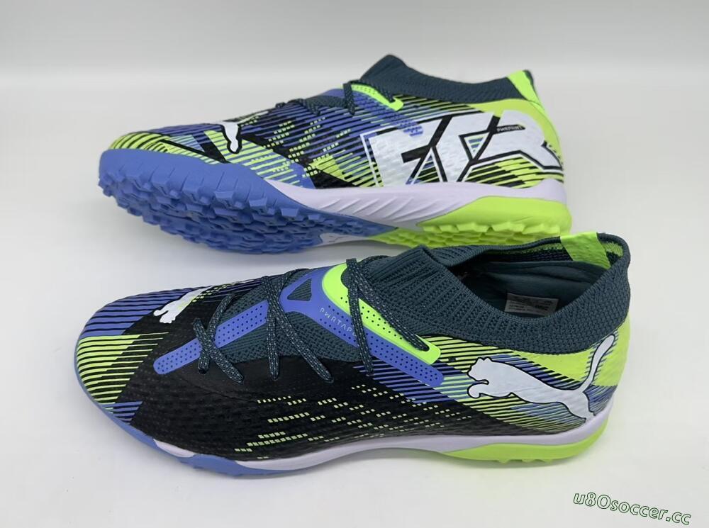 Men's Puma Future Ultimate TF Artificial Turf Low-Tops Football Shoes - Black/Yellow/Blue