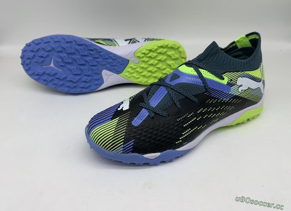 Men's Puma Future Ultimate TF Artificial Turf Low-Tops Football Shoes - Black/Yellow/Blue