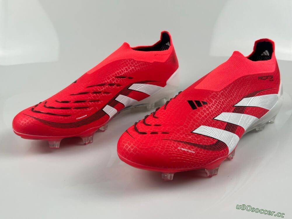 Men's Adidas Predator+ 24 Laceless FG Firm Ground Low-Tops Football Boots - Red/White/Black