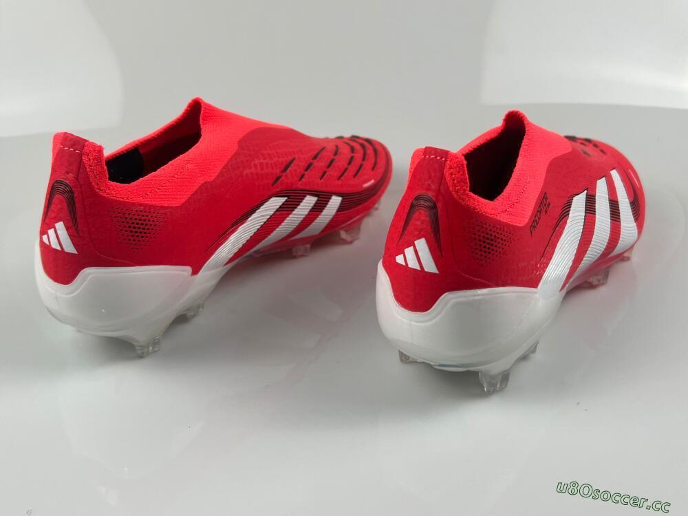 Men's Adidas Predator+ 24 Laceless FG Firm Ground Low-Tops Football Boots - Red/White/Black