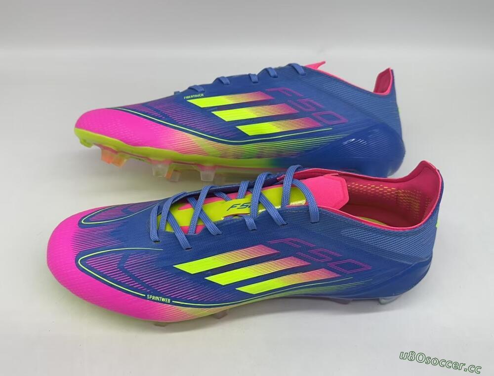 Men's Adidas F50 Elite TF Artificial Turf Low-Tops Football Shoes - Blue/Pink/Yellow