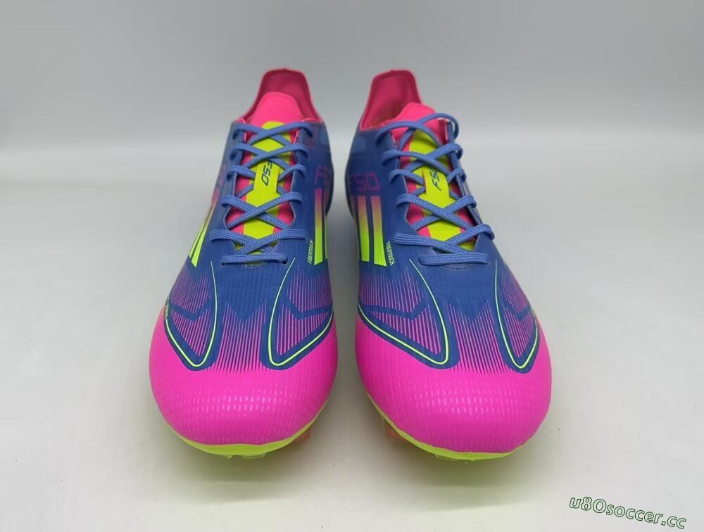 Men's Adidas F50 Elite TF Artificial Turf Low-Tops Football Shoes - Blue/Pink/Yellow
