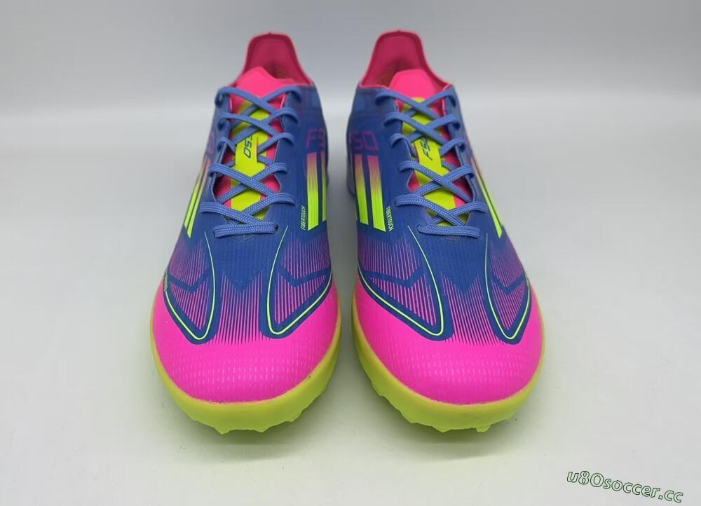 Men's Adidas F50 Elite TF Artificial Turf Low-Tops Football Shoes - Blue/Pink/Yellow