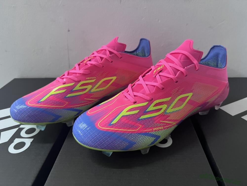 Men's Adidas F50 Elite FG Firm Ground Low-Tops Football Boots - Red/Yellow/Blue