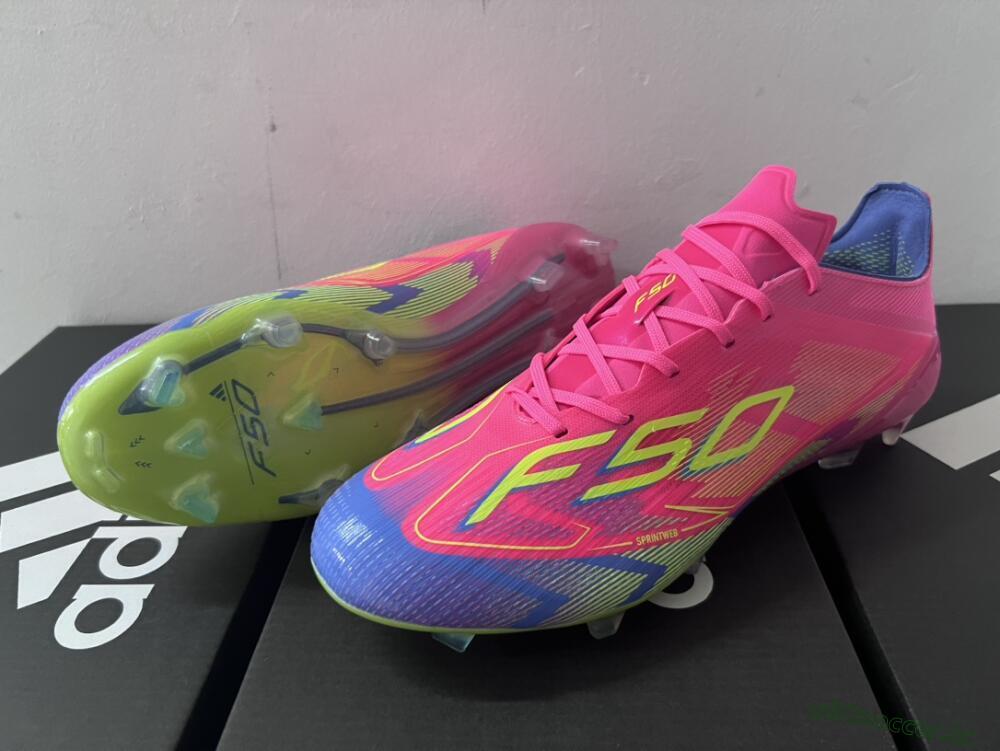 Men's Adidas F50 Elite FG Firm Ground Low-Tops Football Boots - Red/Yellow/Blue