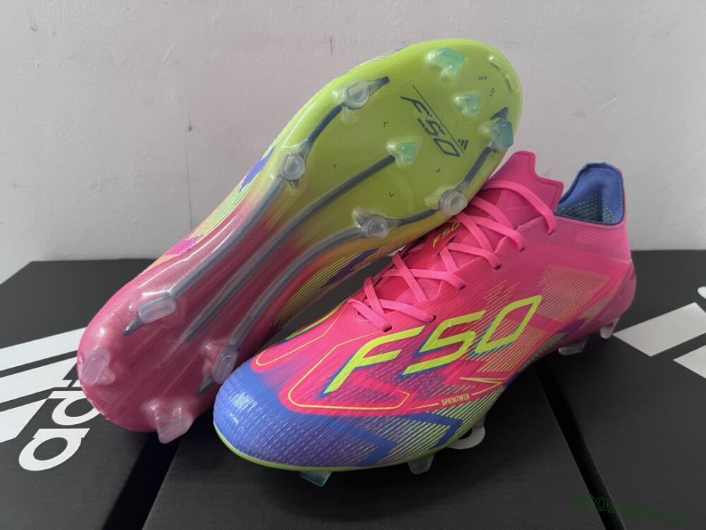 Men's Adidas F50 Elite FG Firm Ground Low-Tops Football Boots - Red/Yellow/Blue