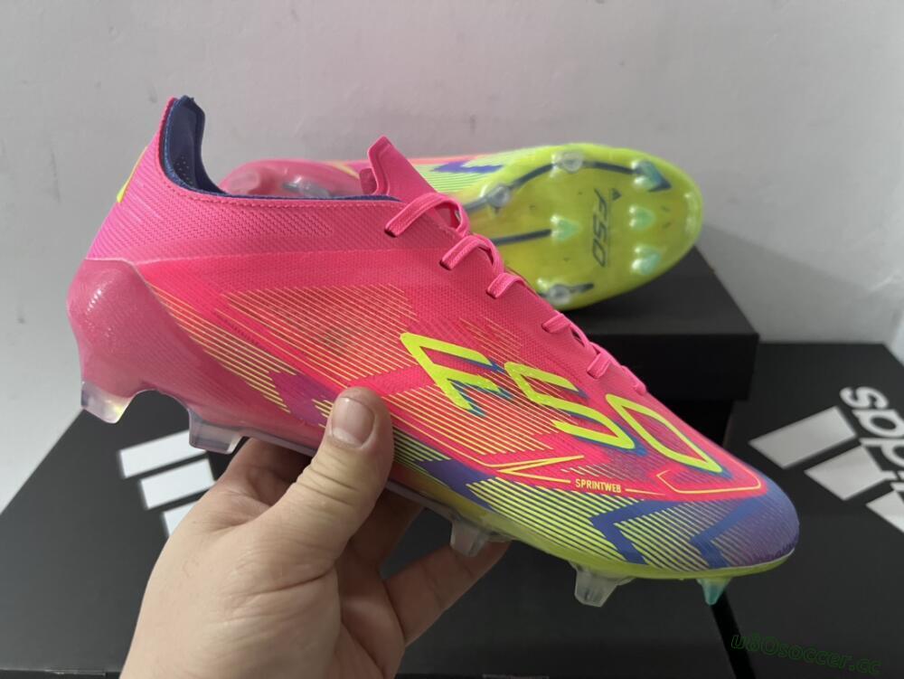 Men's Adidas F50 Elite FG Firm Ground Low-Tops Football Boots - Red/Yellow/Blue