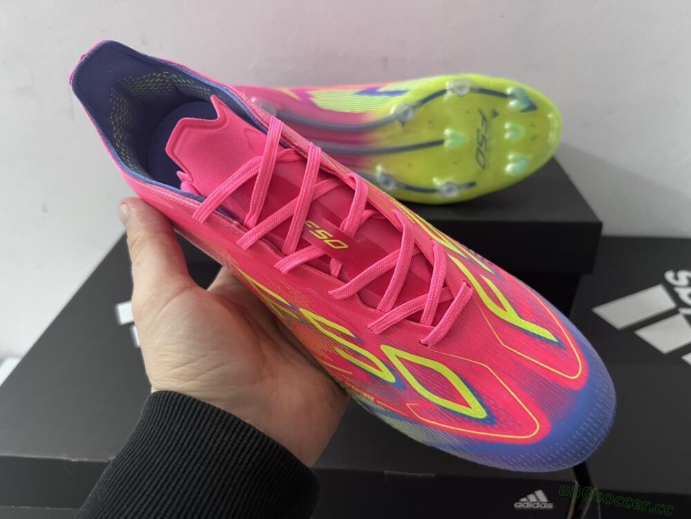 Men's Adidas F50 Elite FG Firm Ground Low-Tops Football Boots - Red/Yellow/Blue