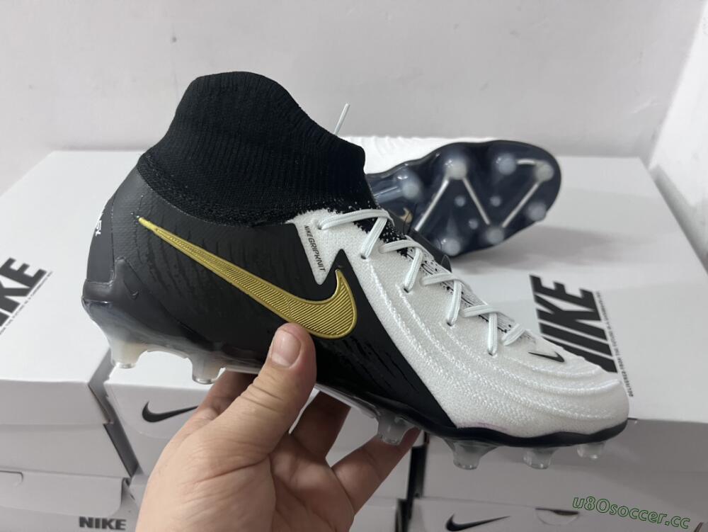 Men's Nike Phantom Luna Elite AG Artificial Grass High-Tops Football Boots - White/Black/Gold