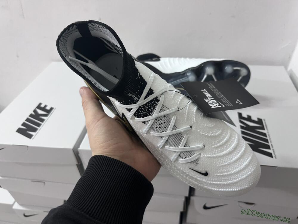 Men's Nike Phantom Luna Elite AG Artificial Grass High-Tops Football Boots - White/Black/Gold