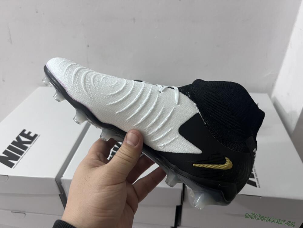 Men's Nike Phantom Luna Elite AG Artificial Grass High-Tops Football Boots - White/Black/Gold
