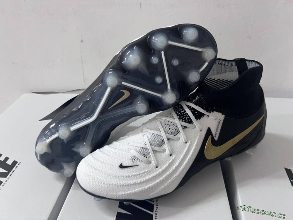 Men's Nike Phantom Luna Elite AG Artificial Grass High-Tops Football Boots - White/Black/Gold