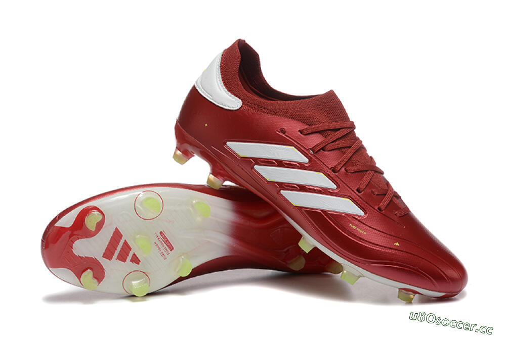 Men's Adidas Copa Pure 2+ FG Firm Ground Low-Tops Football Boots - Red/White/Yellow 4