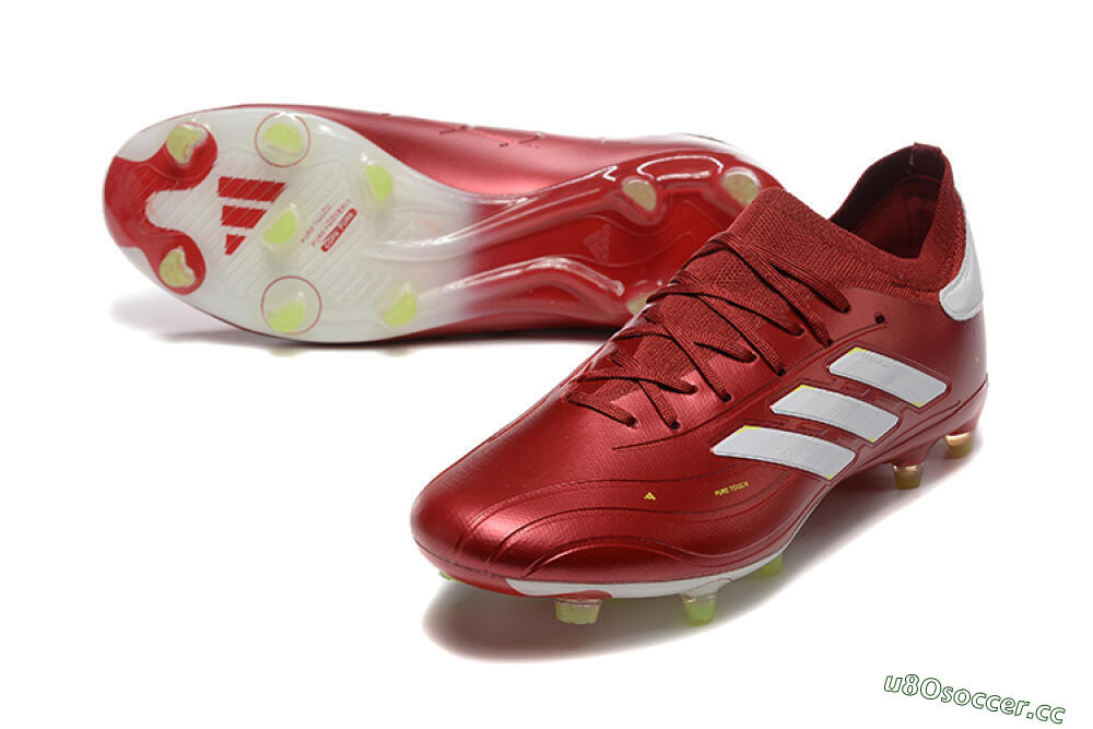 Men's Adidas Copa Pure 2+ FG Firm Ground Low-Tops Football Boots - Red/White/Yellow 3