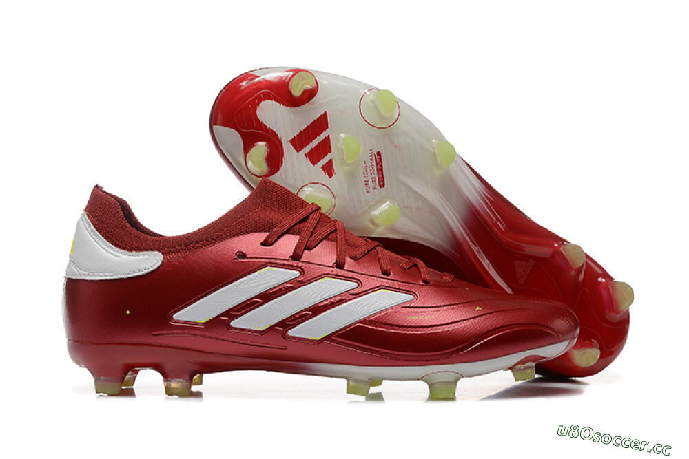 Men's Adidas Copa Pure 2+ FG Firm Ground Low-Tops Football Boots - Red/White/Yellow 2