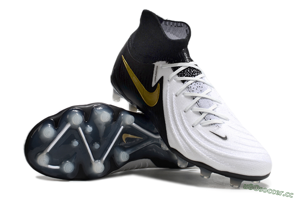 Men's Nike Phantom Luna Elite AG Artificial Grass High-Tops Football Boots - White/Black/Gold 3