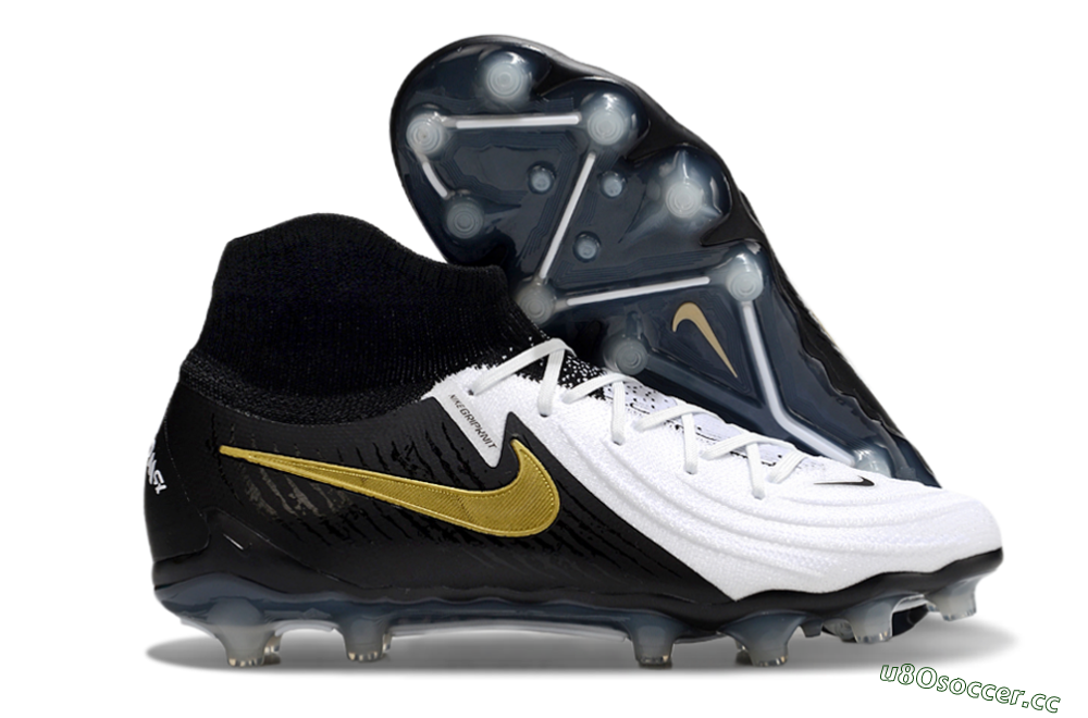 Men's Nike Phantom Luna Elite AG Artificial Grass High-Tops Football Boots - White/Black/Gold 2