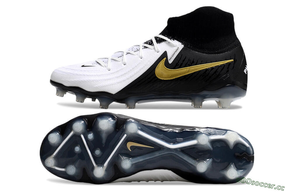 Men's Nike Phantom Luna Elite AG Artificial Grass High-Tops Football Boots - White/Black/Gold 1