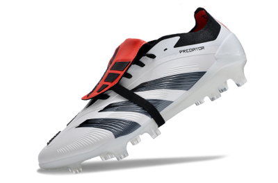 Unisex Adidas Predator Elite Foldover Tongue FG Firm Ground Low-Tops Football Boots - White/Blue/Red