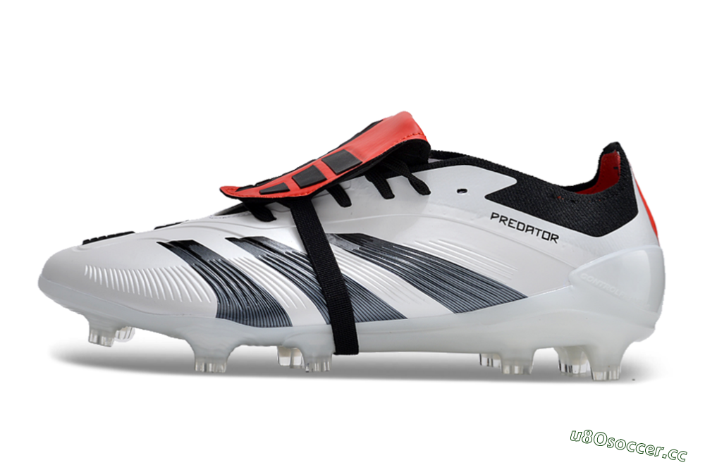 Unisex Adidas Predator Elite Foldover Tongue FG Firm Ground Low-Tops Football Boots - White/Blue/Red 0