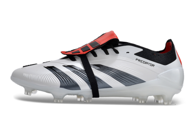Unisex Adidas Predator Elite Foldover Tongue FG Firm Ground Low-Tops Football Boots - White/Blue/Red