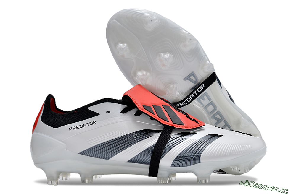 Unisex Adidas Predator Elite Foldover Tongue FG Firm Ground Low-Tops Football Boots - White/Blue/Red 2