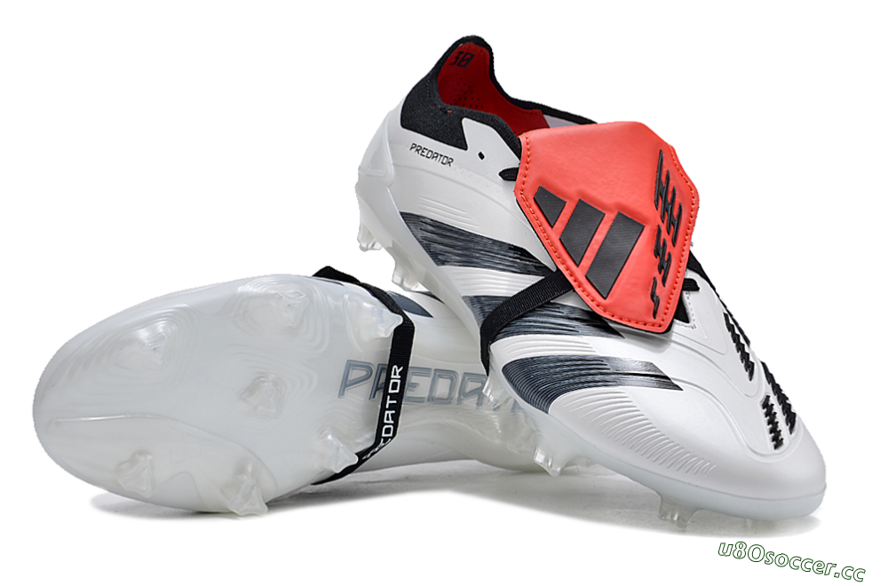 Unisex Adidas Predator Elite Foldover Tongue FG Firm Ground Low-Tops Football Boots - White/Blue/Red 3