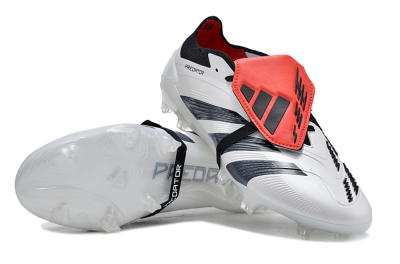 Unisex Adidas Predator Elite Foldover Tongue FG Firm Ground Low-Tops Football Boots - White/Blue/Red