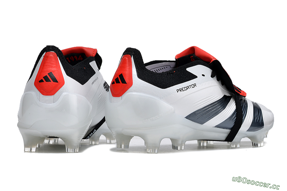 Unisex Adidas Predator Elite Foldover Tongue FG Firm Ground Low-Tops Football Boots - White/Blue/Red 6