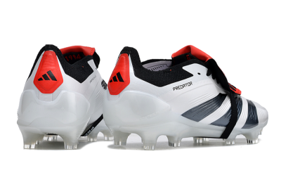 Unisex Adidas Predator Elite Foldover Tongue FG Firm Ground Low-Tops Football Boots - White/Blue/Red