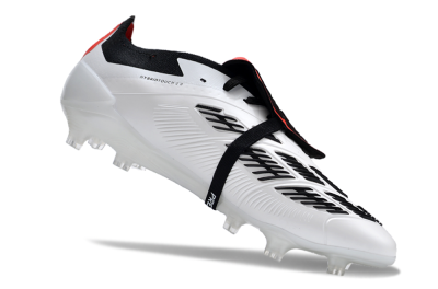 Unisex Adidas Predator Elite Foldover Tongue FG Firm Ground Low-Tops Football Boots - White/Blue/Red