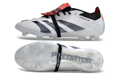 Unisex Adidas Predator Elite Foldover Tongue FG Firm Ground Low-Tops Football Boots - White/Blue/Red