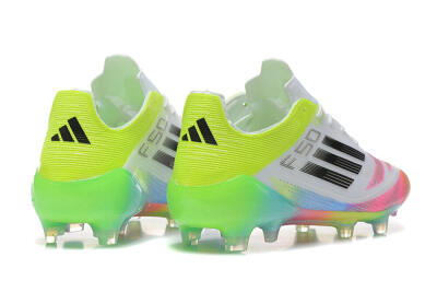 Men's Adidas F50 Elite FG Firm Ground Low-Tops Football Boots - White/Pink/Yellow