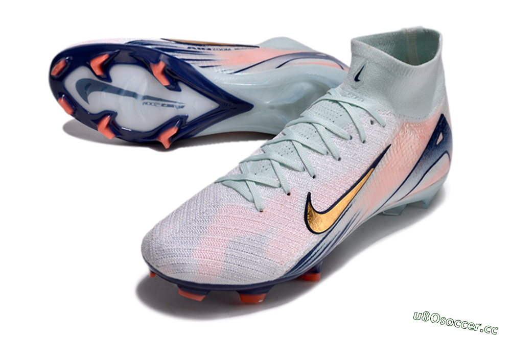 Unisex Nike Air Zoom Mercurial Superfly 10 Elite FG Firm Ground High-Tops Football Boots - Jade/Pink/Gold 3
