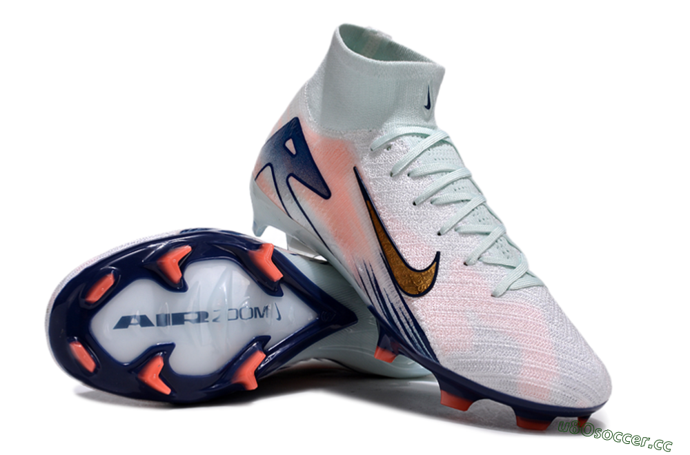 Unisex Nike Air Zoom Mercurial Superfly 10 Elite FG Firm Ground High-Tops Football Boots - Jade/Pink/Gold 4