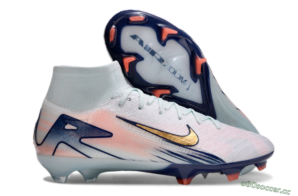 Unisex Nike Air Zoom Mercurial Superfly 10 Elite FG Firm Ground High-Tops Football Boots - Jade/Pink/Gold 2