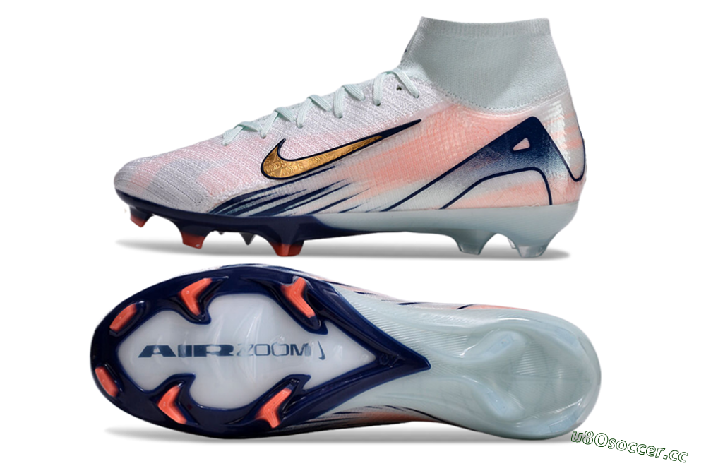 Unisex Nike Air Zoom Mercurial Superfly 10 Elite FG Firm Ground High-Tops Football Boots - Jade/Pink/Gold 1