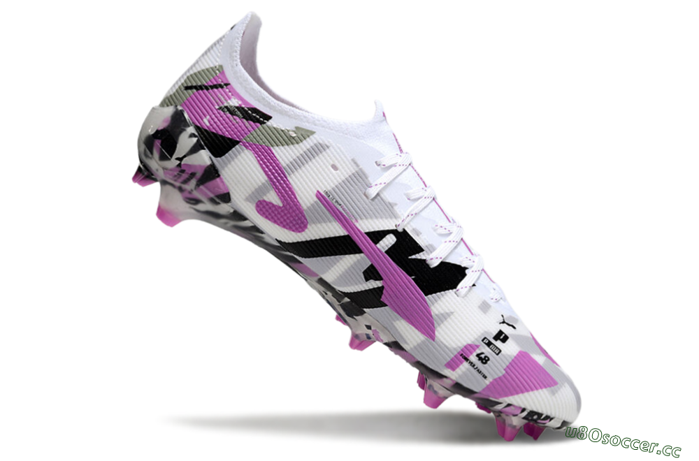 Men's Puma Ultra Ultimate FG Firm Ground Low-Tops Football Boots - White/Purple/Black 4