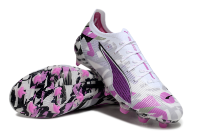 Men's Puma Ultra Ultimate FG Firm Ground Low-Tops Football Boots - White/Purple/Black