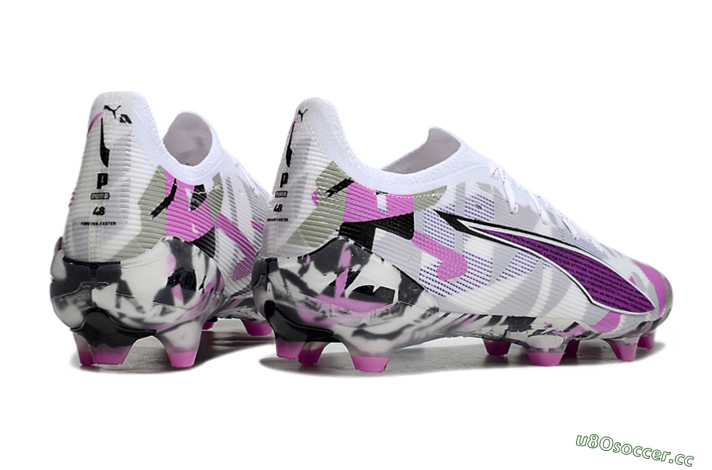 Men's Puma Ultra Ultimate FG Firm Ground Low-Tops Football Boots - White/Purple/Black 6