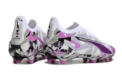 Men's Puma Ultra Ultimate FG Firm Ground Low-Tops Football Boots - White/Purple/Black