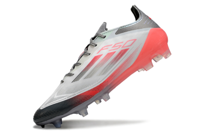 Men's Adidas F50 Elite FG Firm Ground Low-Tops Football Boots - White/Silver/Red