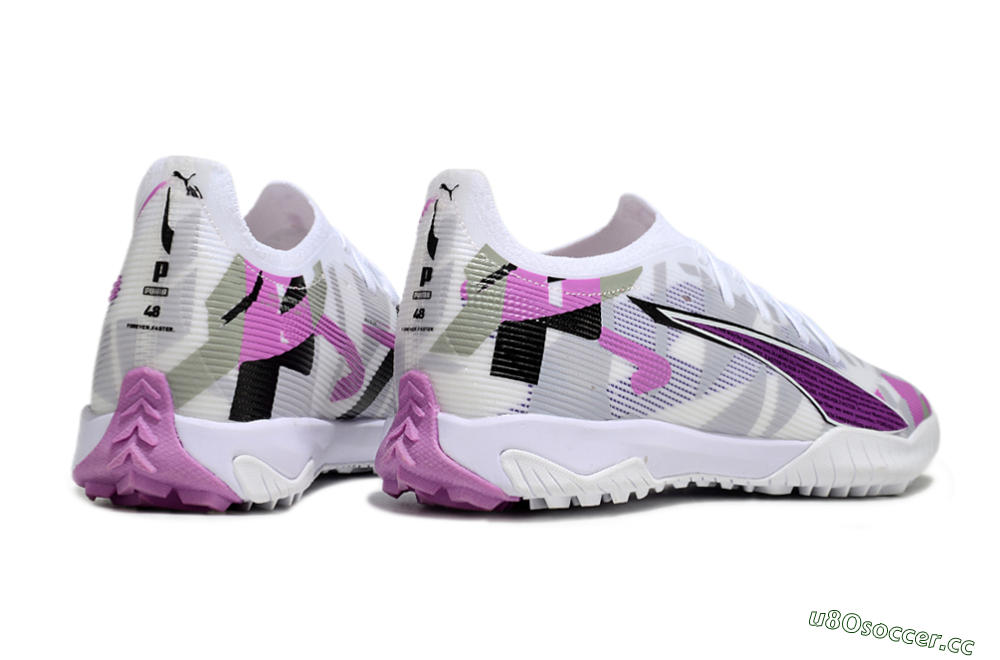 Men's Puma Ultra Ultimate TF Artificial Turf Low-Tops Football Shoes - White/Purple/Black 6