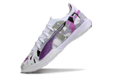 Men's Puma Ultra Ultimate TF Artificial Turf Low-Tops Football Shoes - White/Purple/Black