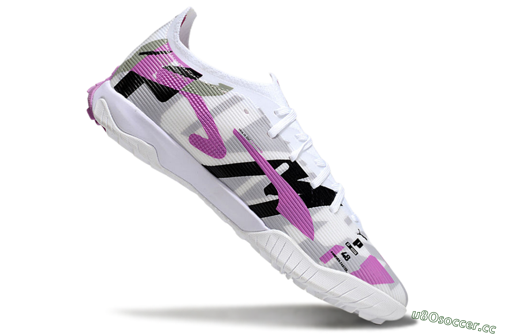 Men's Puma Ultra Ultimate TF Artificial Turf Low-Tops Football Shoes - White/Purple/Black 4