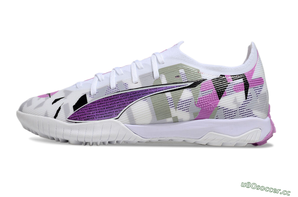 Men's Puma Ultra Ultimate TF Artificial Turf Low-Tops Football Shoes - White/Purple/Black 0